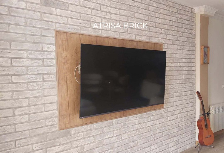کاربرد آجر دکوراتیو آتریسا پشت تلویزیون